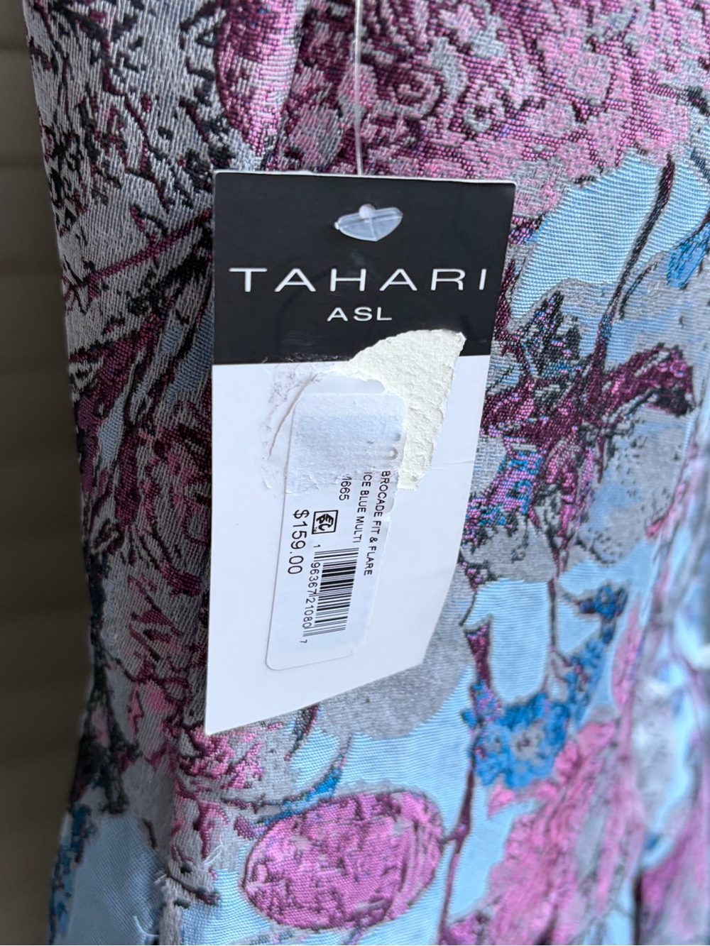 🆕💗🦋Tahari ASL Size 8 Blue Floral Brocade Fit & Flare Cocktail Dress Party Prom - Picture 15 of 17